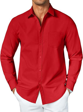 COOFANDY Men's Button Down Long Sleeve Shirt Casual Untucked Dress Shirt Regular Fit Wedding Shirts