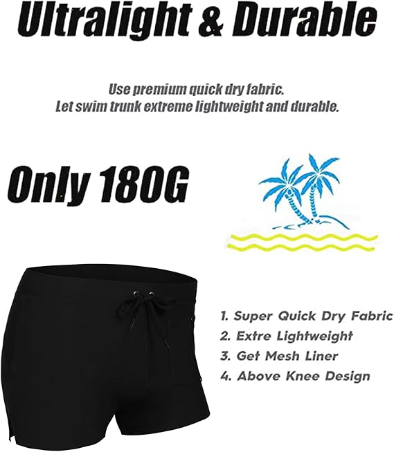 COOFANDY Mens Swim Trunks Swimwear Bathing Suit Swim Brief Square Leg Board Short