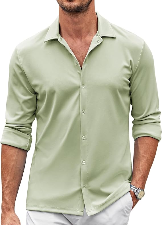 COOFANDY Men's Casual Button Down Shirt Wrinkle Free Shirts Long Sleeve Dress Shirt S-XXXL