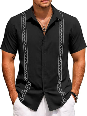 COOFANDY Cuban Guayabera Shirts for Men Short Sleeve Casual Button Down Shirts Summer Vacation Shirts