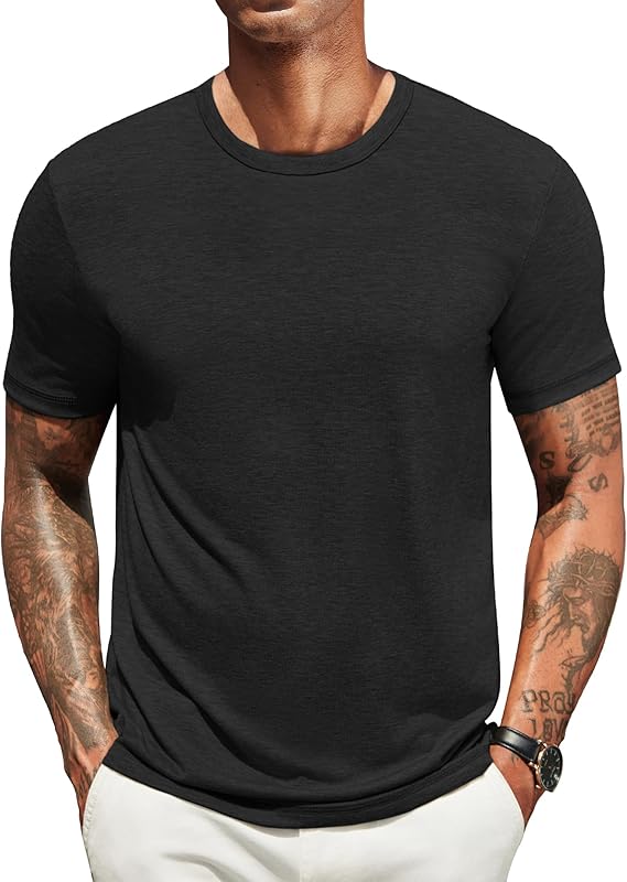 COOFANDY Men's T Shirts Short Sleeve Soft Crew Neck Lightweight Tee Shirts Casual Summer Basic Tops