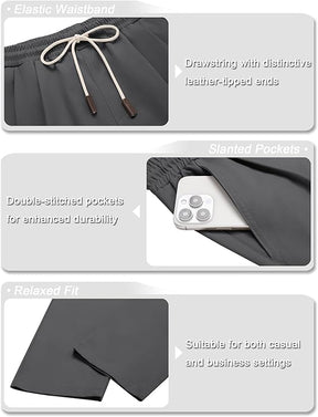COOFANDY Men's Casual Chino Pants Relaxed Fit Drawstring Elastic Waist Lightweight Pant Twill Pleated Trousers