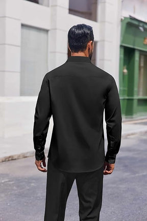 COOFANDY Mens Dress Shirts Long Sleeve Stain Shield Button Down Shirt Regular Fit Formal Business Wedding Shirts