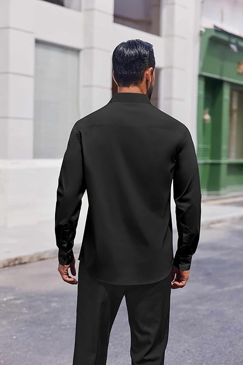 COOFANDY Mens Dress Shirts Long Sleeve Stain Shield Button Down Shirt Regular Fit Formal Business Wedding Shirts