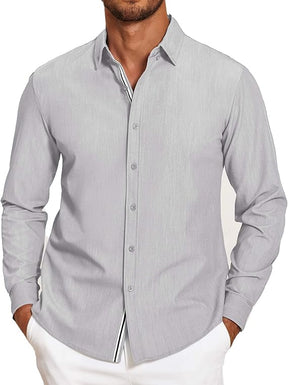 COOFANDY Mens Casual Button Down Shirt Untucked Long Sleeve Stretch Denim Dress Shirt