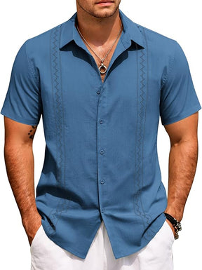 COOFANDY Cuban Guayabera Shirts for Men Short Sleeve Casual Button Down Shirts Summer Vacation Shirts