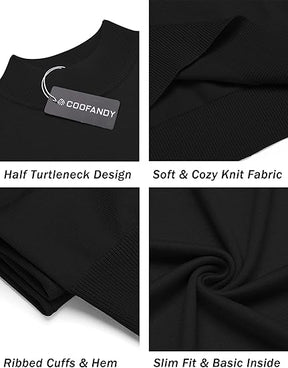 COOFANDY Mens Casual  Mock Turtleneck Sweater Short Sleeve