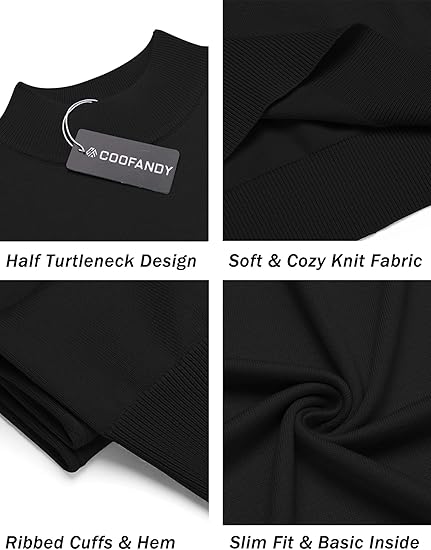 COOFANDY Mens Casual  Mock Turtleneck Sweater Short Sleeve