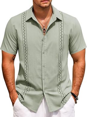 COOFANDY Cuban Guayabera Shirts for Men Short Sleeve Casual Button Down Shirts Summer Vacation Shirts