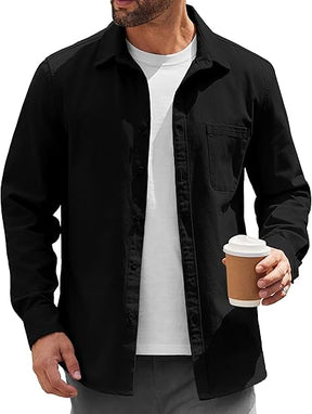 COOFANDY Mens Lightweight Button Down Shirt Jacket Casual Shacket Overshirt