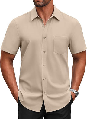 COOFANDY Men's Short Sleeve Button Down Shirts Casual Dress Shirts for Men Untucked Shirt with Pocket