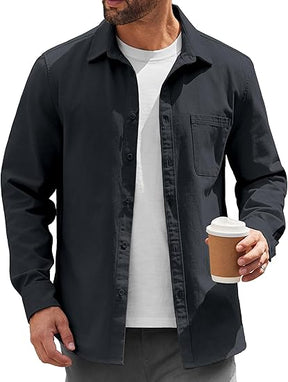 COOFANDY Mens Lightweight Button Down Shirt Jacket Casual Shacket Overshirt