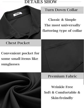 COOFANDY Mens Casual Wrinkle Free Shirts Short Sleeve Button Up Summer Untucked Shirt