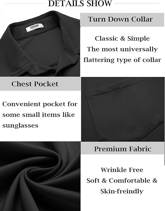 COOFANDY Mens Casual Wrinkle Free Shirts Short Sleeve Button Up Summer Untucked Shirt