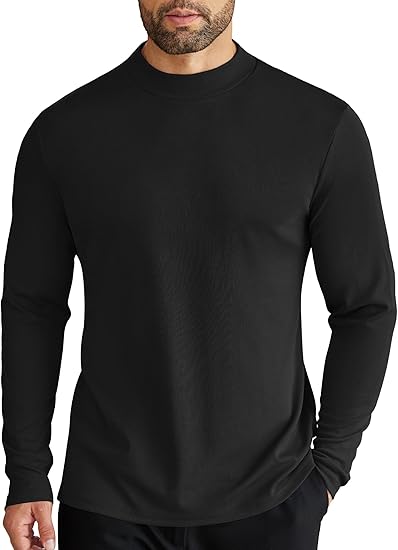 COOFANDY Men's Mock Turtleneck Long Sleeve Shirts Slim Fit Basic T-Shirt Lightweight Ribbed Pullover Sweater