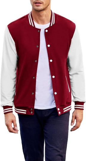 COOFANDY Men's Fashion Varsity Jacket Causal Slim Fit Cotton Letterman Baseball Bomber Jackets M-L