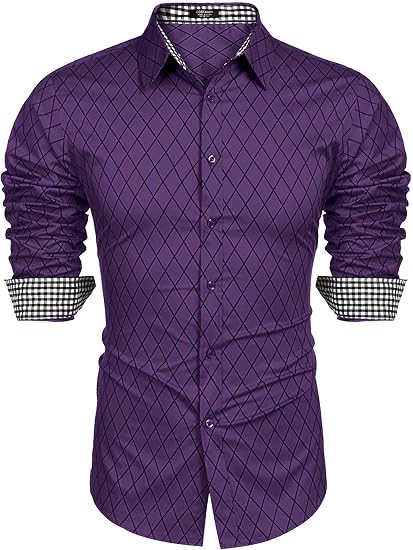 COOFANDY Men's Business Dress Shirt Long Sleeve Slim Fit Casual Button Down Shirt
