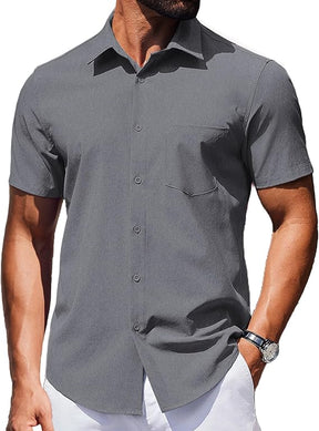 COOFANDY Mens Wrinkle Free Shirts Short Sleeve Casual Button Down Summer Dress Shirts