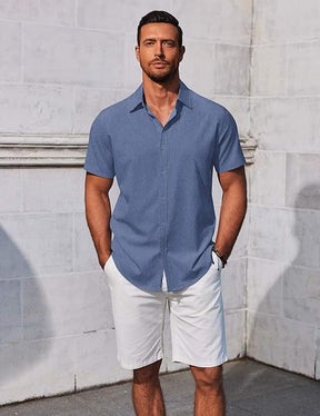 COOFANDY Men's Button Down Shirts Short Sleeve Casual Summer Beach Shirts Vacation Wedding Shirts