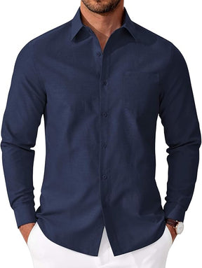 COOFANDY Mens Oxford Shirt Long Sleeve Casual Button Down Shirts Soild Dress Shirts with Pocket