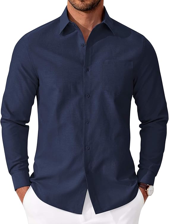 COOFANDY Mens Oxford Shirt Long Sleeve Casual Button Down Shirts Soild Dress Shirts with Pocket