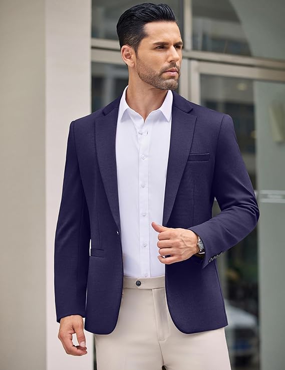 COOFANDY Men's Casual Blazer Jacket One Button Suit Jackets Lightweight Knit Sport Coat