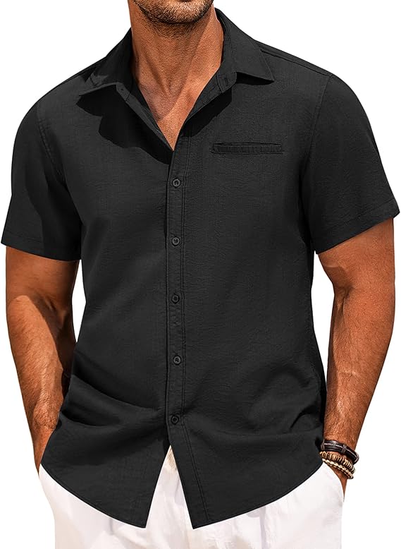 COOFANDY Mens Casual Short Sleeve Button Down Summer Beach Hawaiian Shirts