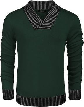 COOFANDY Men Casual Knitted Sweaters Shawl Collar Dress Sweater Long Sleeve V-Neck Pullover Tops