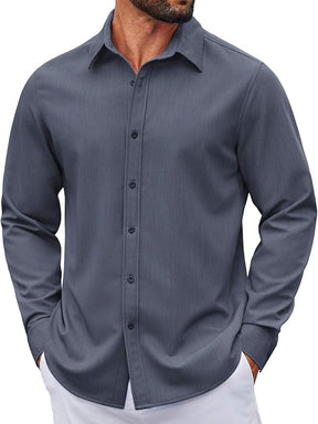 COOFANDY Men's Casual Button Down Long Sleeve Untucked Denim Dress Shirt