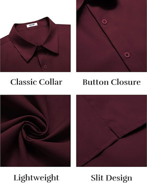 COOFANDY Mens Button Down Shirts Short Sleeve Casual Shirt Summer Untucked Dress Shirts
