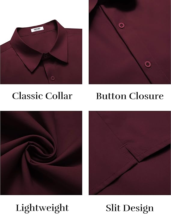COOFANDY Mens Button Down Shirts Short Sleeve Casual Shirt Summer Untucked Dress Shirts