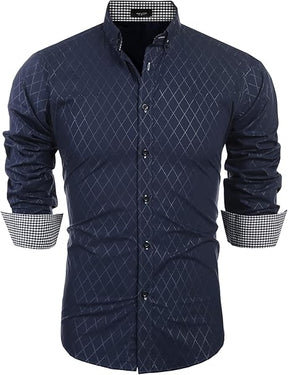 COOFANDY Men's Long Sleeve Wrinkle Free Dress Shirts Inner Contrast Business Casual Button Down Shirt