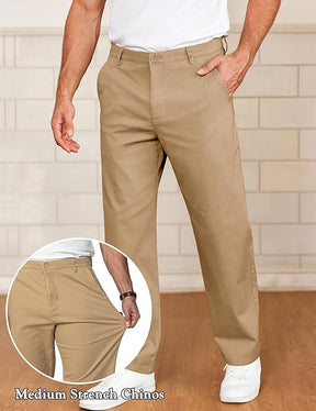 COOFANDY Mens Casual Chinos Pants Classic Relaxed Fit Flat Front Slacks Work Stretch Trousers