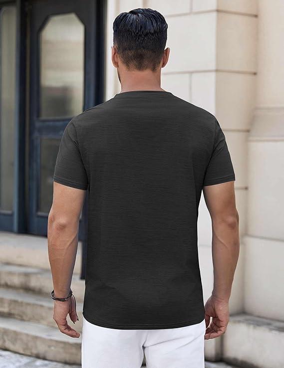 COOFANDY Mens Henley Shirts Short Sleeve Casual Button Down Shirts Lightweight Summer Basic Tee