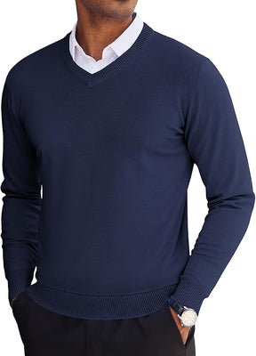 COOFANDY Men's V Neck Sweater Lightweight Knitted Pullover Sweaters