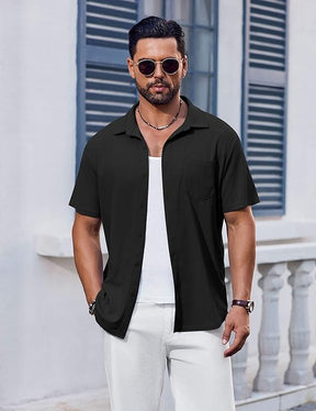 COOFANDY Men's Short Sleeve Button Down Shirt Casual Summer Beach Shirt Waffle Knit Shirts Wrinkle Free Untucked Shirt