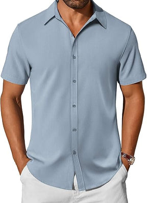 COOFANDY Mens Casual Shirts Short Sleeve Button Down Shirt Wrinkle Free Summer Shirt