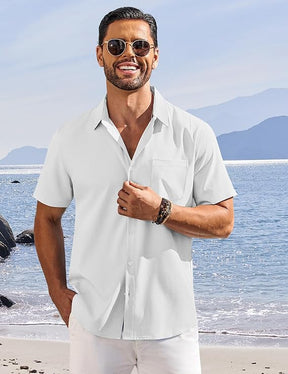 COOFANDY Shirts for Men Short Sleeve Button Down Shirt Casual Summer Beach Shirts
