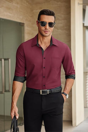 COOFANDY Mens Dress Shirts Long Sleeve Button Down Shirts Untucked Wrinkle-Free Business Casual Shirts