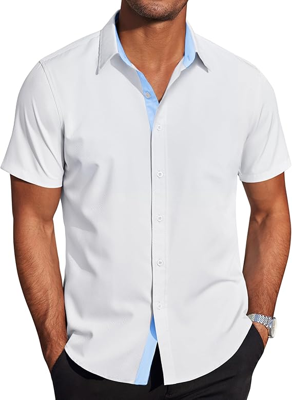 COOFANDY Men's Wrinkle Free Business Dress Shirts Short Sleeve Button Down Shirts S-XXXL