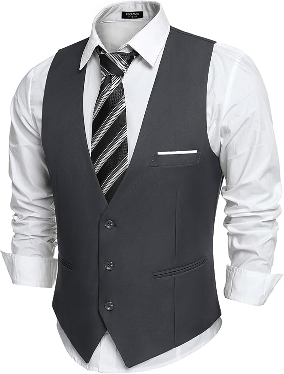 COOFANDY Men's Suit Vest Slim Fit Formal Dress Waistcoat Casual Business Vests for Suit or Tuxedo