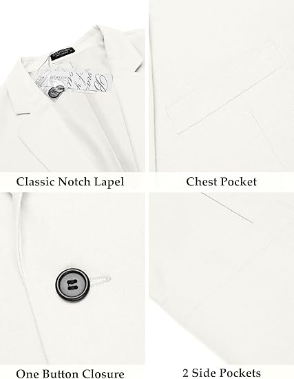 COOFANDY Men's Casual Linen Blazer Lightweight Regular Fit Sport Coat One Button Suit Jacket