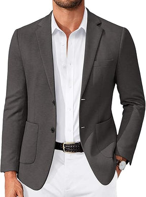 COOFANDY Men's Casual Knit Blazer Slim Fit Lightweight Sport Coat Stretch Two Button Suit Jacket