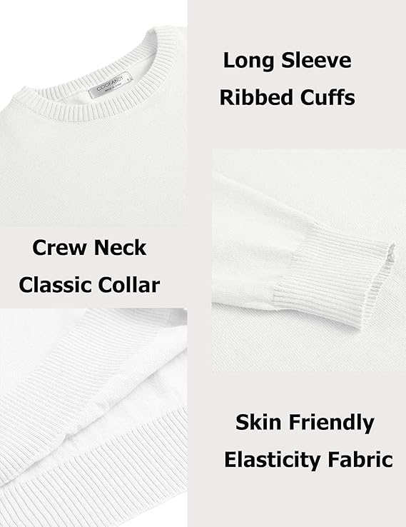 COOFANDY Men's Dress Crew Neck Sweater Lightweight Sweatshirts Knitted Pullover Casual Fashion Long Sleeve Sweater