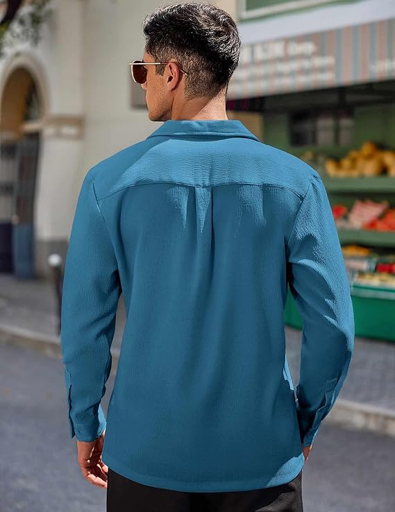 COOFANDY Men's Long Sleeve Button Down Shirts Casual Untucked Shirt Regular Fit Dress Shirt