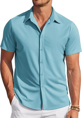 COOFANDY Men's Cuban Guayabera Shirt Short Sleeve Button Down Shirts Casual Summer Beach Shirts