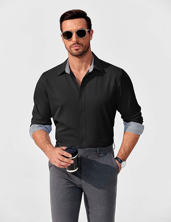 COOFANDY Men's Business Dress Shirt Long Sleeve Slim Fit Casual Button Down Shirt