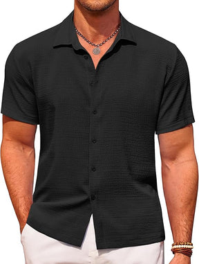 COOFANDY Men's Casual Short Sleeve Button Down Shirt Textured Summer Beach Shirt