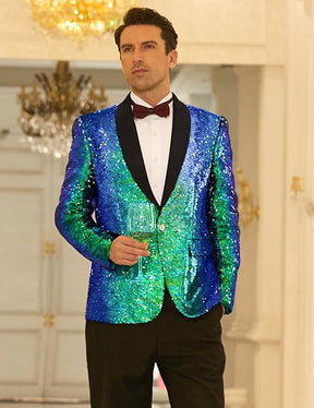 COOFANDY Men's Shiny Sequin Blazer Irish Holiday Party Prom Dinner One Button Suit Jacket