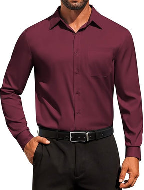 COOFANDY Men's Dress Shirt Solid Long Sleeve Wrinkle Free Formal Shirt Business Button Down Shirts with Pocket